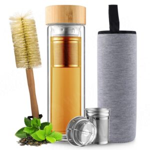 Double Wall Glass Tea Infuser Bottle Gift Set