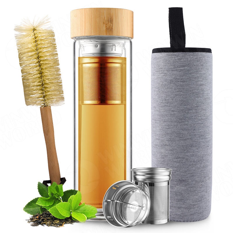 Double Wall Glass Tea Infuser Bottle Gift Set